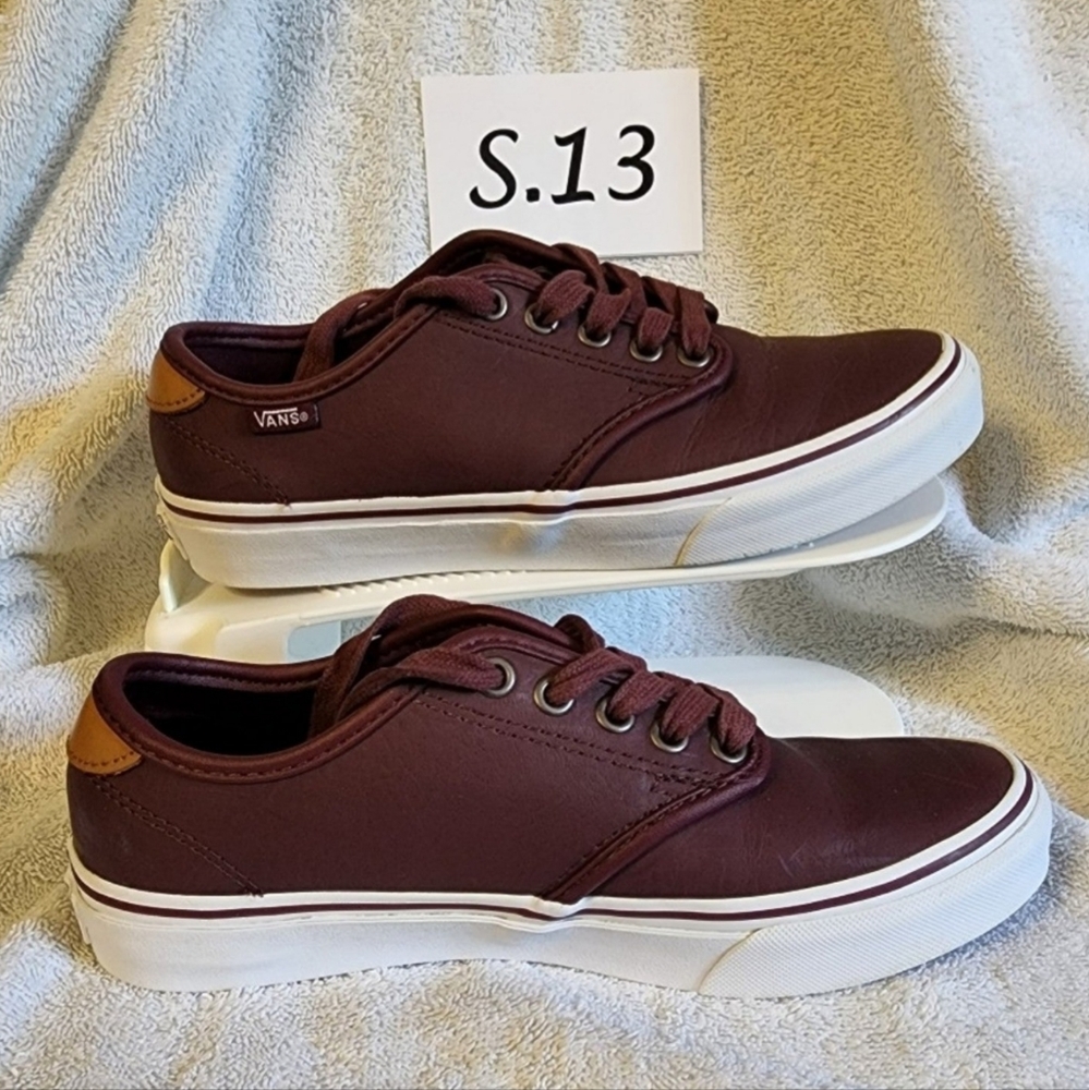 S.013- Vans Ultra Cush Maroon and Tan Leather Sneakers